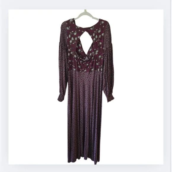 Free People Love Story Maxi Dress Women's Size Large Raisin Purple Multi - Picture 4 of 16